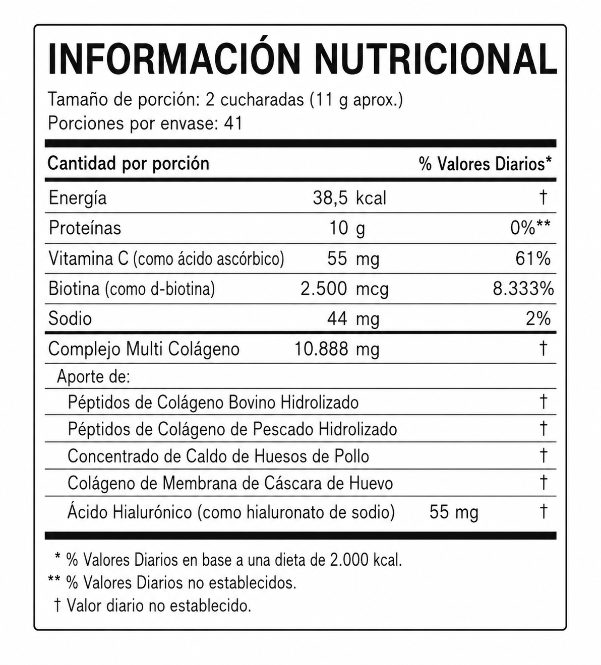 Multi Colágeno Péptidos 8 en 1 Importado con Biotina, Ácido Hialurónico y Vitamina C