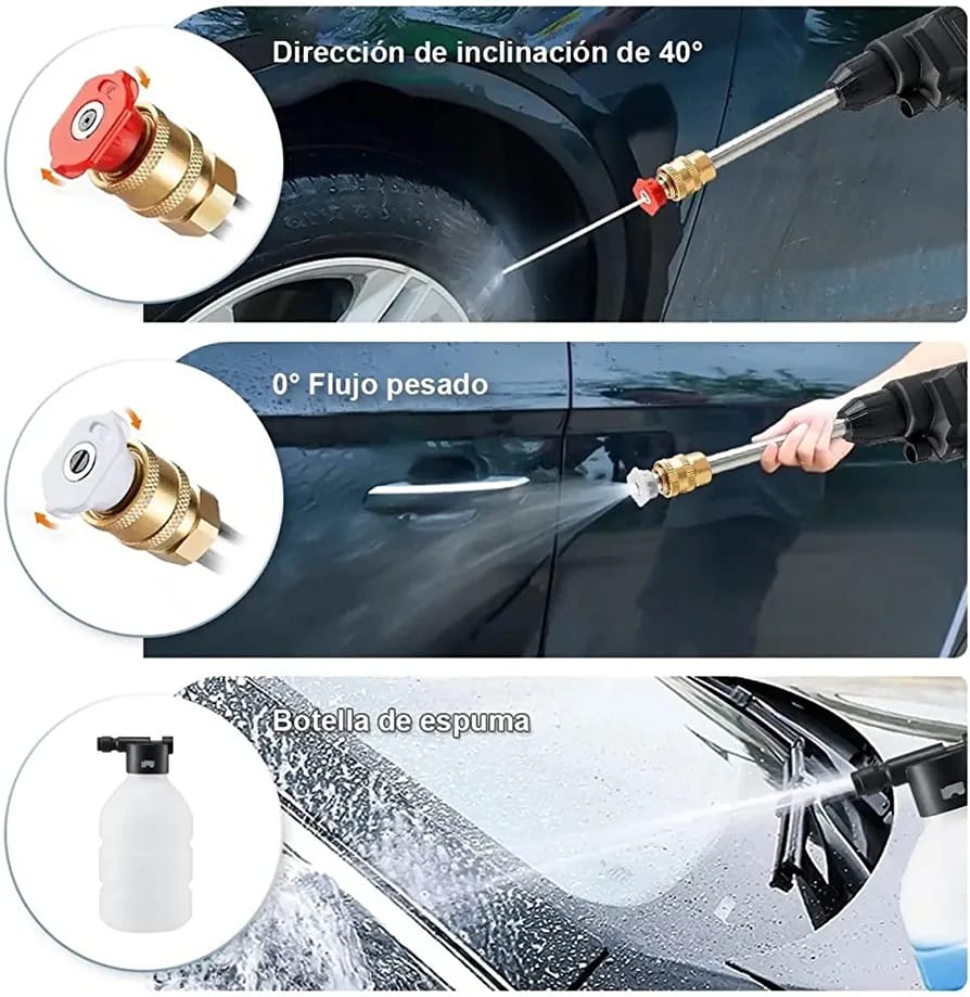 Hidrolavadora Portátil de Alta Presión 48v + 2 Baterias + Maletín Con Accesorios